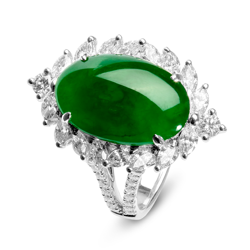 Imperial green jadeite ring